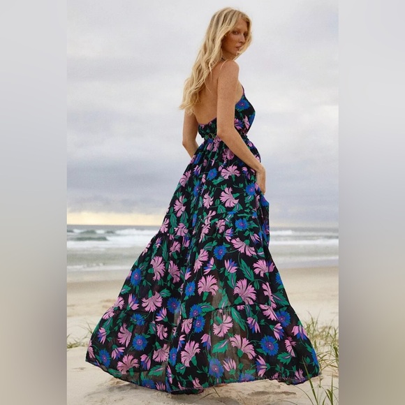 Chasing Unicorns Early Morning Rain Halter Maxi Dress Sz S - Picture 7 of 15